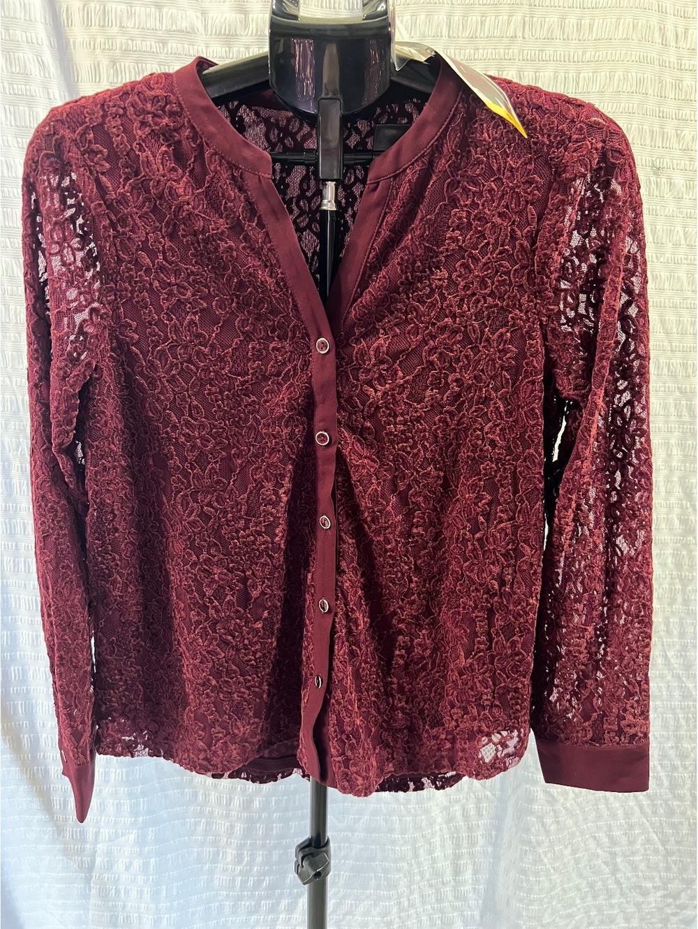 Cable & Gauge Lace Top Long Sleeve Button Up